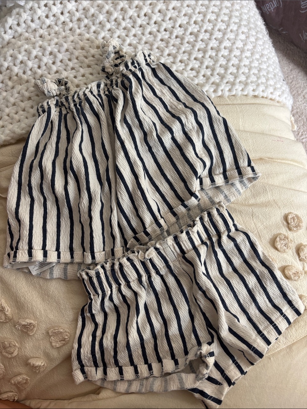 H&M Cream and Black Striped Kids Matching Set
